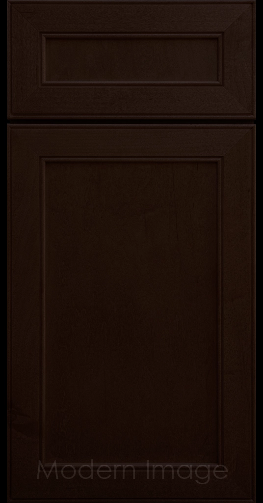 Stained Davis refined Shaker style kitchen cabinet in a Chocolate stain by Modern Image AZ.